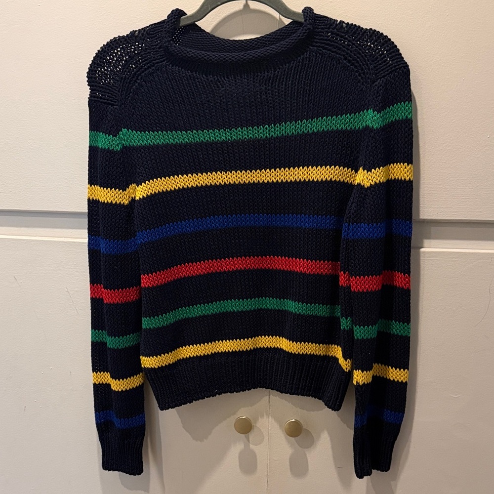 Polo by Ralph Lauren Navy Crewneck Sweater with Multicolor Stripes